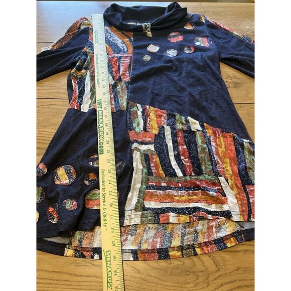 Parsley & Sage Size Medium Cowl Neck Geometric Multicolor Tunic Top/Dress Hippie - Picture 4 of 8